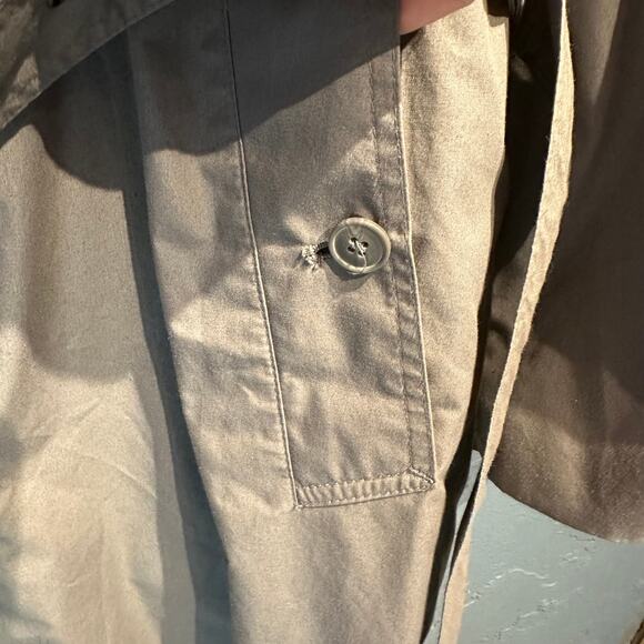 Oleg Cassini Size 38 Regular Gray Trench Coat Removable Lining Vintage - Picture 11 of 16